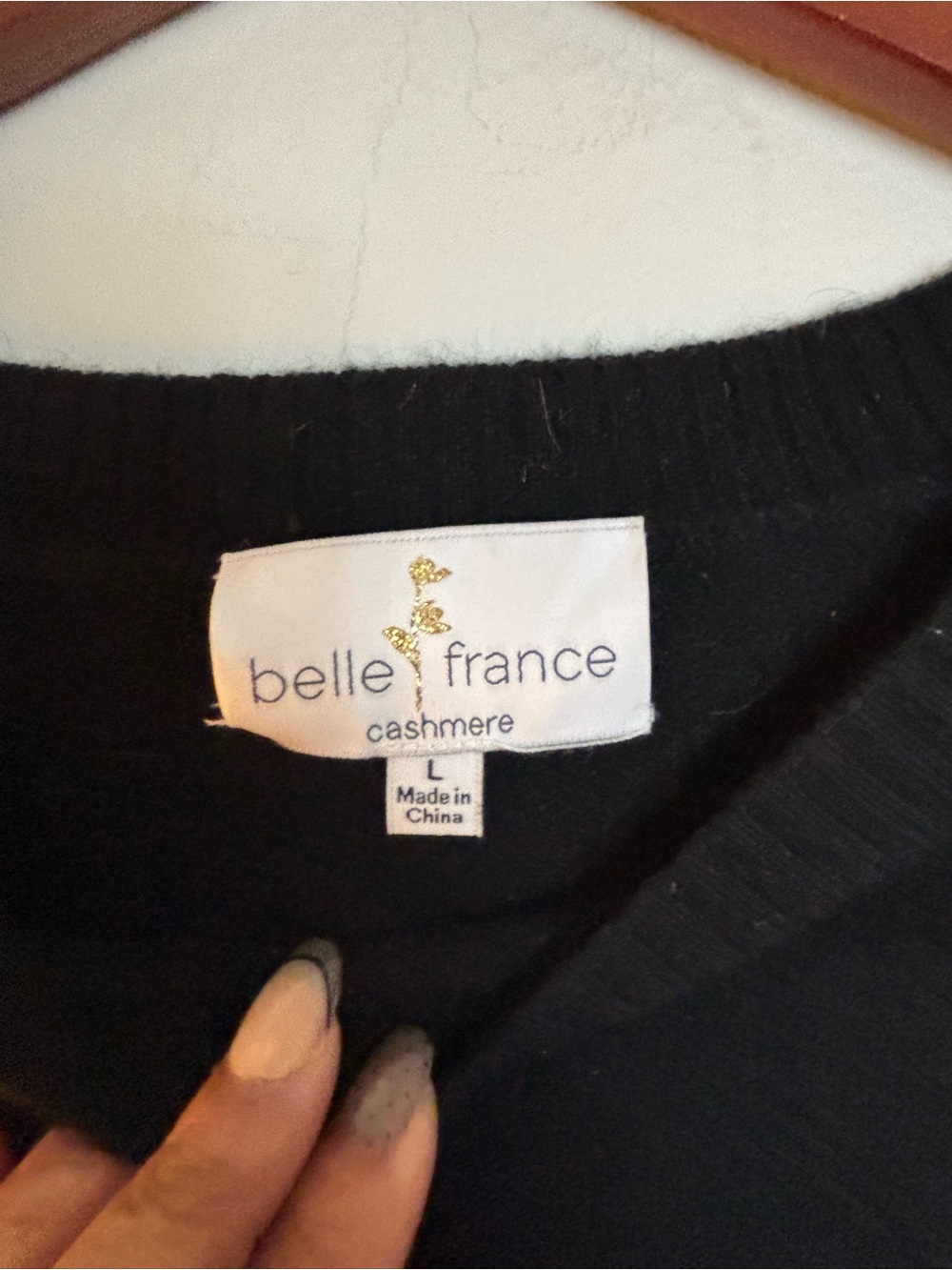 Belle France Black Cashmere Women's Sweater
